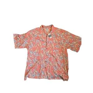 NWT Kona Kai Men's 2XL Hawaiian Shirt Salmon Coral Herringbone Cotton Blend